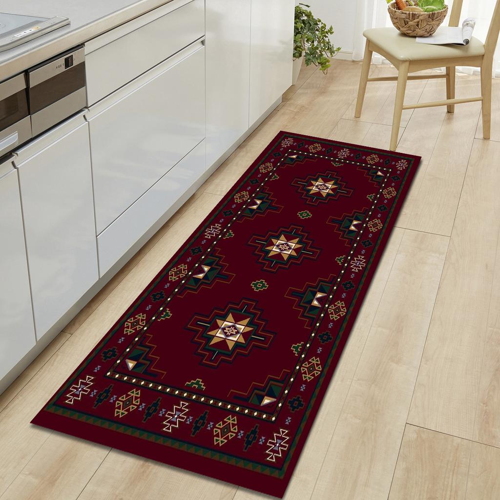 Luxury Retro Bohemian Ethnic Style Kitchen Mat Soft Thickened Kitchen Floor Mat Waterproof Non-slip Oil-proof Floor Mat Runner Rug