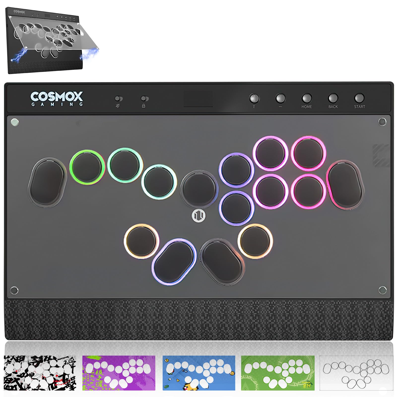 

Haute42 Leverless Arcade Stick Controller Black Customizable Button Magnetic Detachable Panel EVO World Championship Professional Grade Compatible чорний