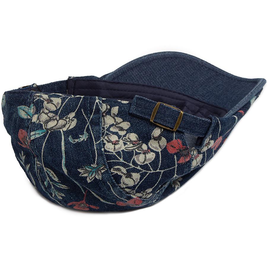 Washed Denim Print Beret Women Duck Tongue Shade Forward Hat Men's Retro Casual Painter Hat