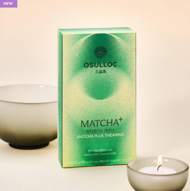 OSULLOC Matcha Plus Theanine 10 Sticks Relaxing Focus Green Tea Supplement