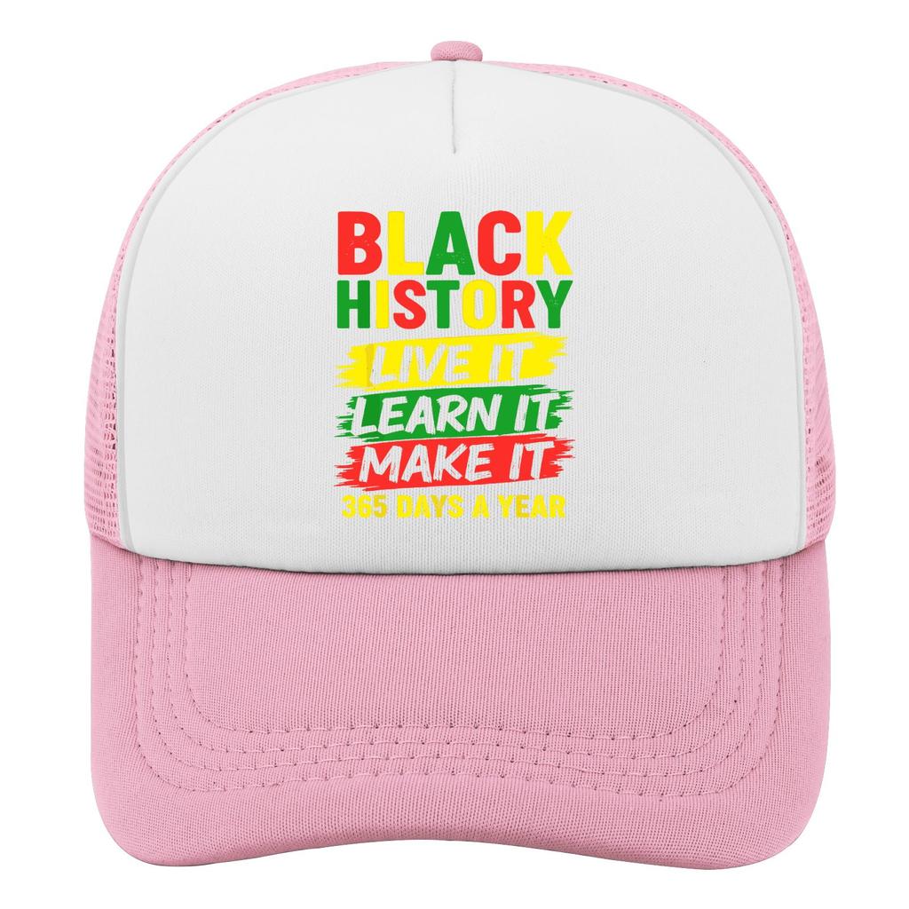Black History Month Learn Live Make It Trucker Hat Polyester Adjustable Mesh Cap for Adults