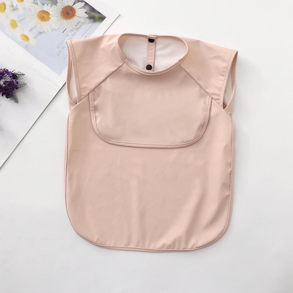 Reversible Waterproof PU Baby Feeding Shirt with Rice Pocket - Short Sleeves, Anti-Stain