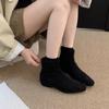 Coarse Heel Suede Square Head Short Boots Women's Autumn and Winter New Warm Velvet Women's Boots Thin Boots Fashion Boots
