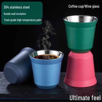 Double-Wall Insulated 304 Stainless Steel Italian Art Coffee Cup for Kids