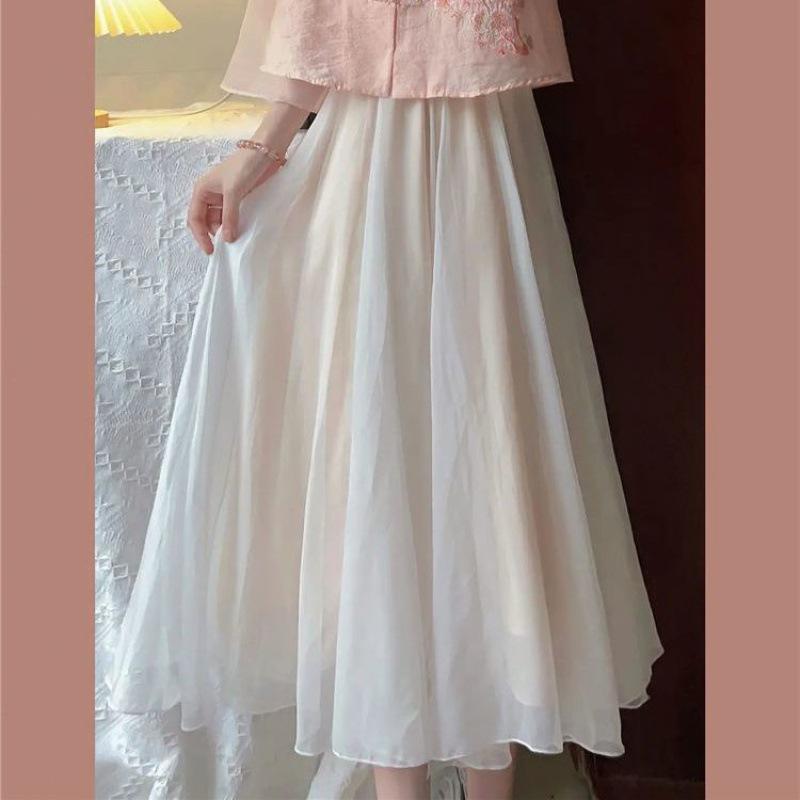 

Современное платье А-силуэта в стиле ханьфу - Летний приталенный комплект-двойка для женщин M (Recommended for 45-50 kg)