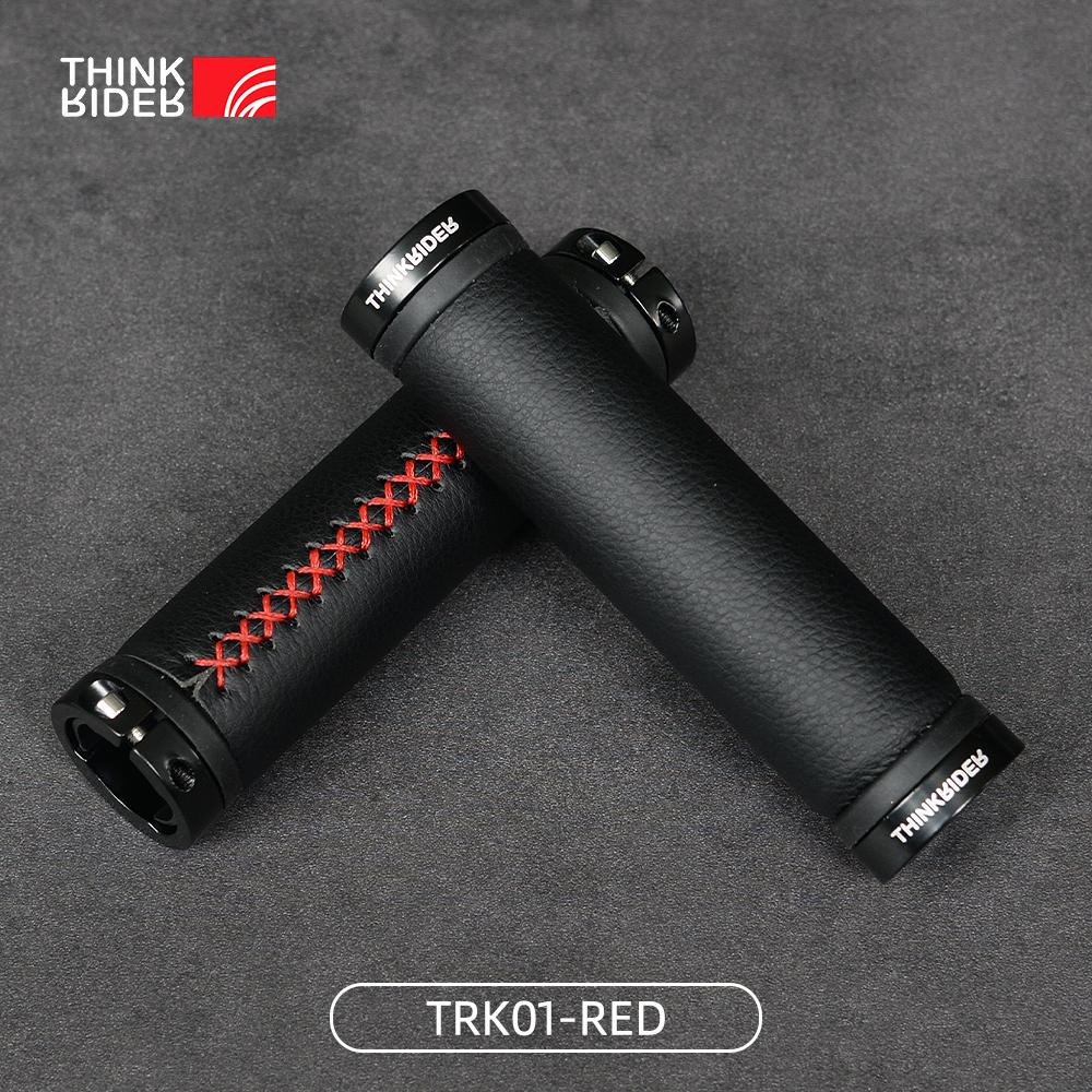 

ThinkRIder Fiber Leather Bicycle Handlebar Grips City Bike Scooter MTB Cover Handle Bar End Non-slip Aluminum Lock