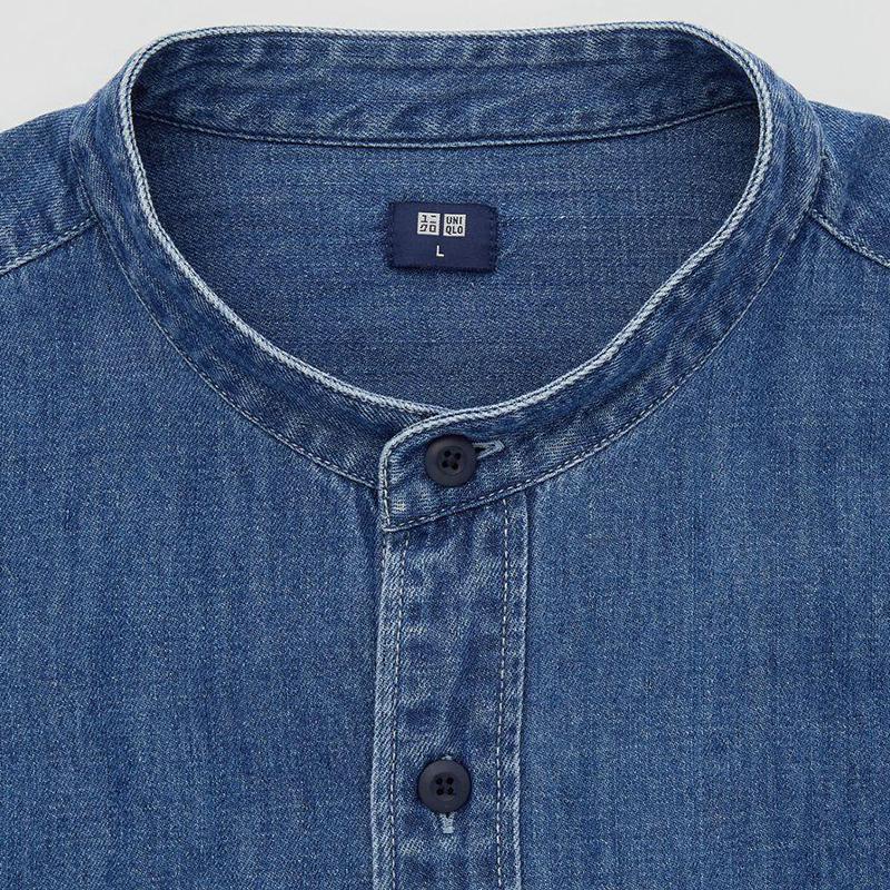 UNIQLO SS22 Loose Fit Denim Long Sleeve Shirt Unisex shirts Light-Blue 444639-64
