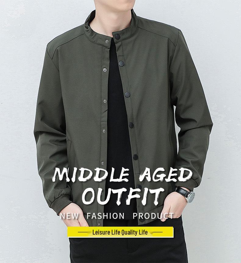 Men's Fashion Versatile Plus Size Baseball Collar Jacket: Spring & Autumn Business Casual Single-Breasted Design