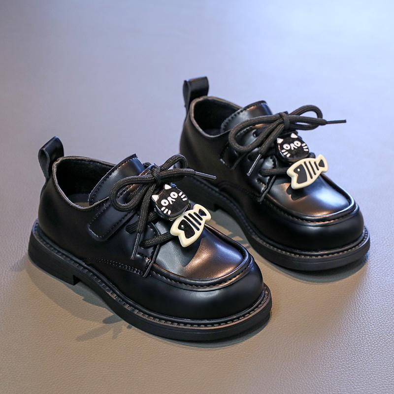 New Spring and Autumn style girls' small leather shoes, cute cartoon British-style small leather shoes for girls
