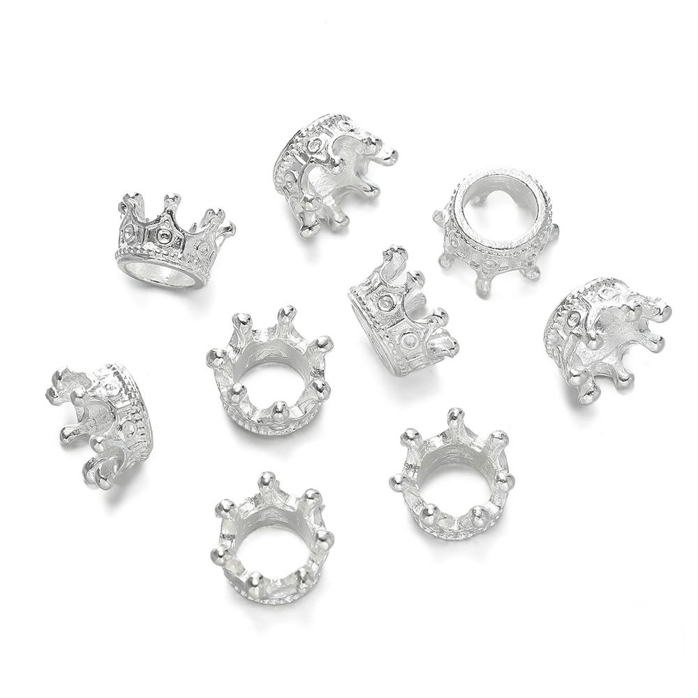 50pcs/lot Alloy Loose Spacer Crown Beads Gold Silver Bronze Color Charms Beads for DIY Jewelry Making Bracelet Accessories