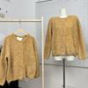 Preppy Floral Yellow Mixed-Color Knit Cardigan Coat for Women - 2025 Spring/Autumn Collection