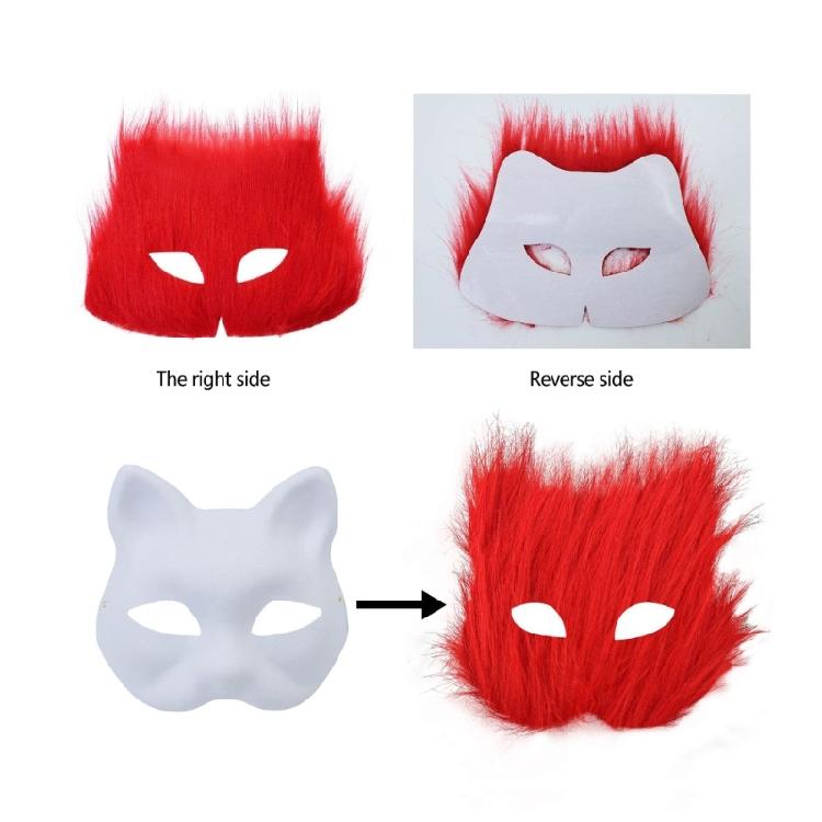 Unpainted Masquerades Mask Cats Face Mask With Furry Fabric Trim Adhesive Fabric Halloween Supply Adhesive Net Cloth