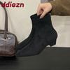 Fashion Fashion Low Heel Women Ankle Modern Boots With Zippers Shoes Pointed Toe Elegant Ladies Short Boots Female Pumps Shoes lady