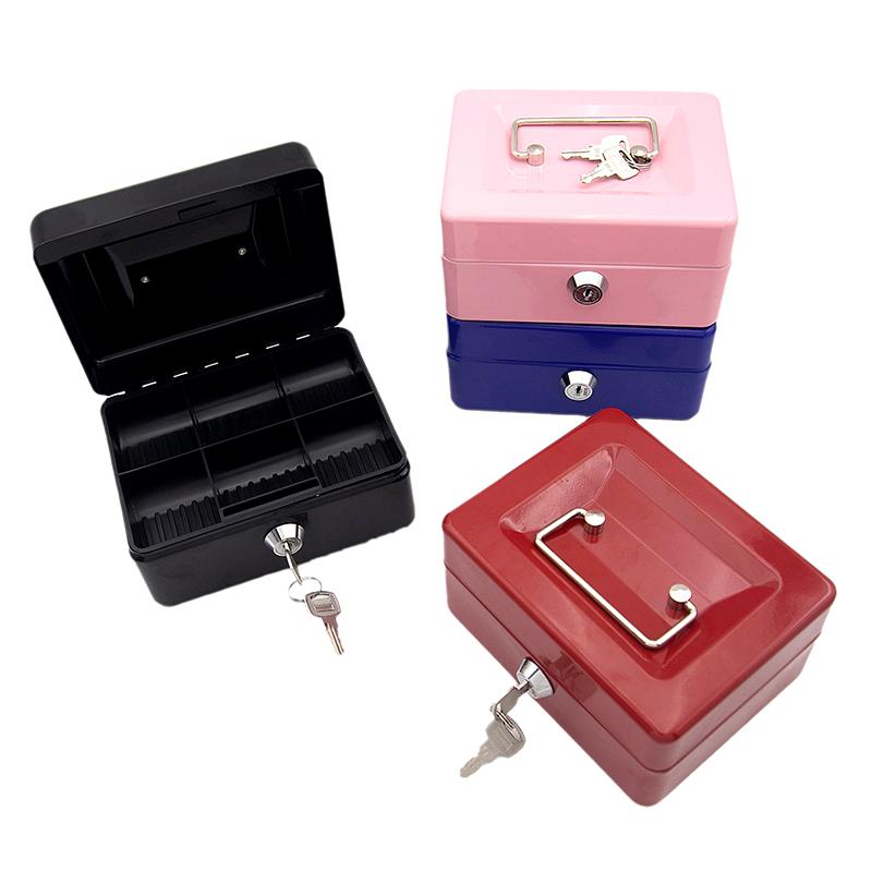 Practical Mini Petty Cash Money Box Stainless Steel Security Lock Lockable Safe Small Fit For House Decoration