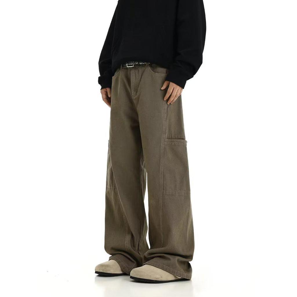 Maillard Retro Braun Stich Unisex Latzhose - Lässige Nischendesign Jeans