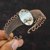 Blue Scheelite Copper Bangle Wire Wrapped Cuff Bracelet Adjustable Bangle Copper Wire Wrapped Jewelry Handmade Gemstone Bangle Gift For Her