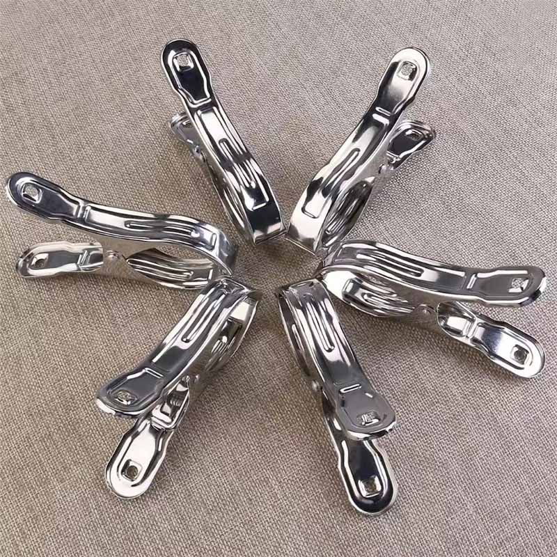 10PCS Large Stainless Steel Clips for Home Drying Down Clothes Quilt Windproof Clothespins Home Laundry Beach Towel Clips