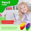 4E's Novelty 12 Pack Pencil Holder for Kids Desk, Colorful Plastic Pen Baskets Tray for Organizing Classroom Supplies, Plastic Caddy for Desk and
