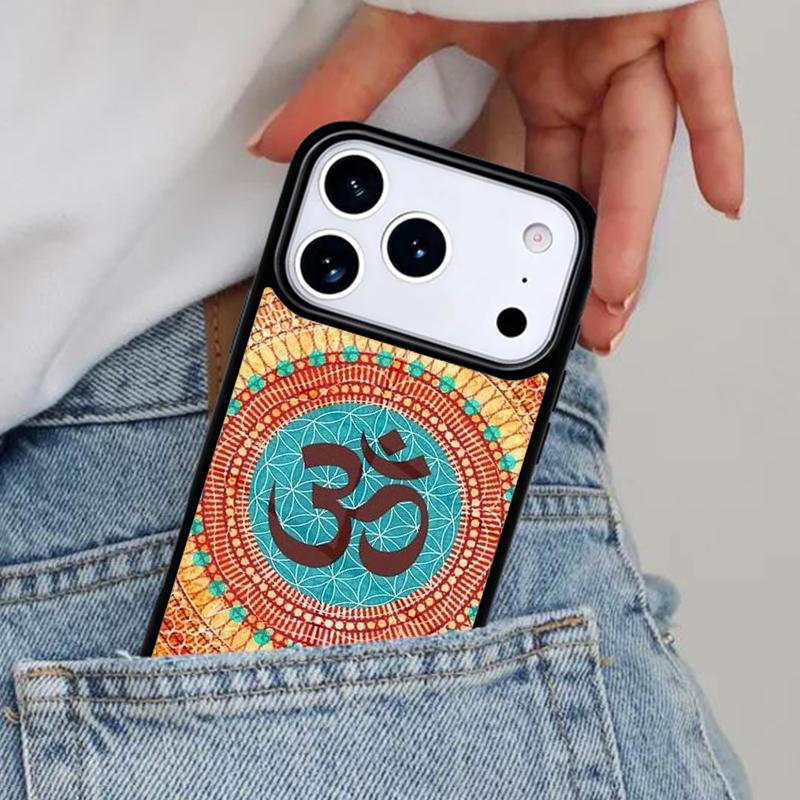 Aum om Namaste symbol floral zen yoga Phone Case for iPhone 16e 15 14 13 12 17 Pro Max Plus Air 17pro Cover Coque