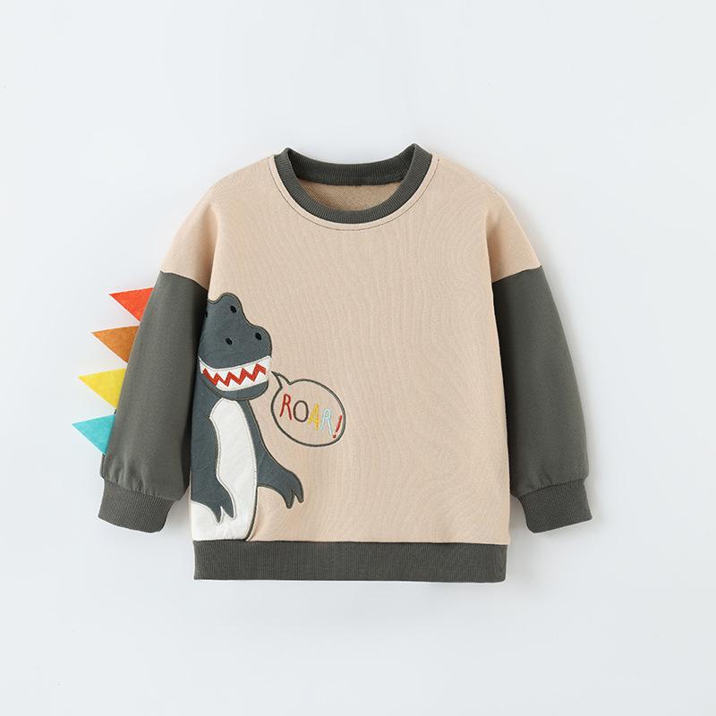 

Spring & Autumn European/American Style Kids Dinosaur Sweatshirt - Long-Sleeved & Short-Sleeved Options Available 90 cm (2Y-3Y) абрикосовий