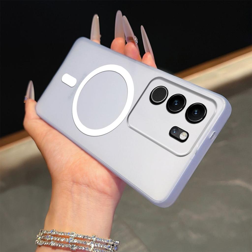 Frosted Semi Clear Magnetic Phone Case for Vivo V29 Pro,V29 5G Soft TPU Shockproof Cover