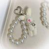 Kawaii Teddy Bear Mobile Phone Chain Pearl Beaded Bracelets Cute Doll Bag Charms Pendant Keychain Girl Heart Hanging Ornament