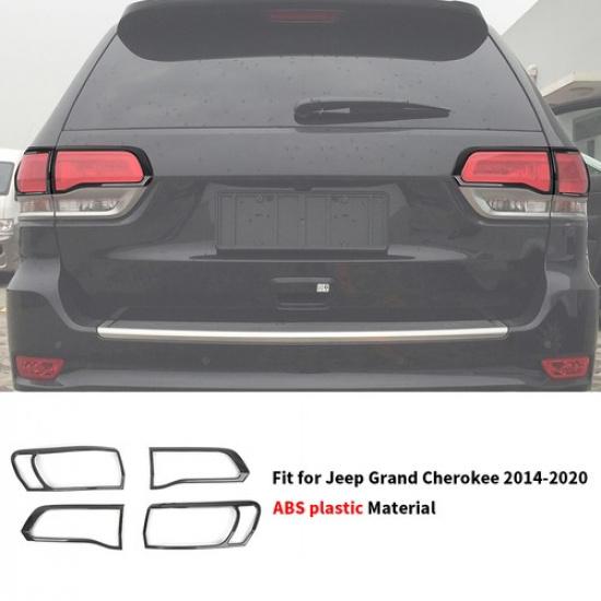 For 2014-2020 Jeep Grand Cherokee Gloss Black Tail Light Lamp Cover Trim Bezel