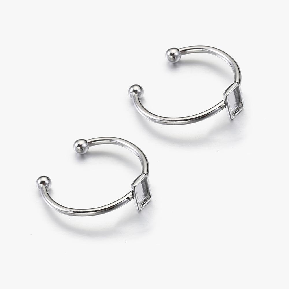 10pcs Adjustable Open Finger Ring Setting Stainless Steel 4mm 8mm 12mm Round Blank Ring Base Bezel Cabochon DIY Jewelry Making