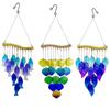Iron Wind Chimes With Colored Glass For Garden Fish Leaf Design Outdoor Decor Hanging Ornament