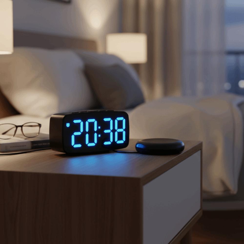 Temperature and Date Display Electronic Alarm Clock LED Large Screen Bedside Clock Deep Sleeper