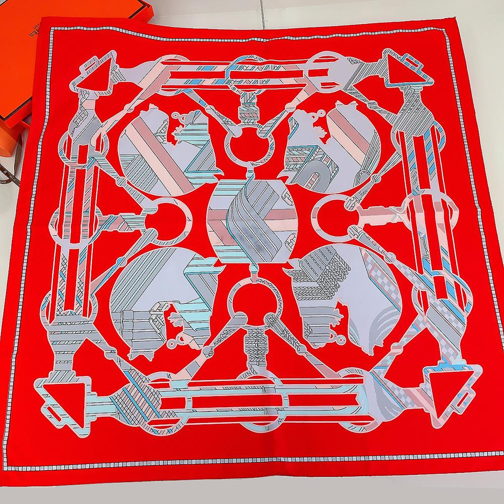 

90CM Luxury Brand Design Horse Head Twill 100% Silk Scarf Women Hand Rolled Edges Hijab Scarf Foulard Head Square Scarves Shawl 90X90CM