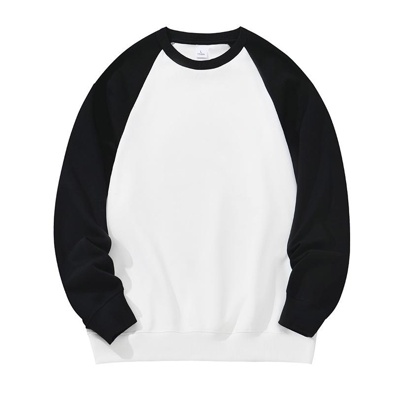 2023 Autumn Unisex Patchwork Long-Sleeved Solid Color Loose Round Neck Hoodie