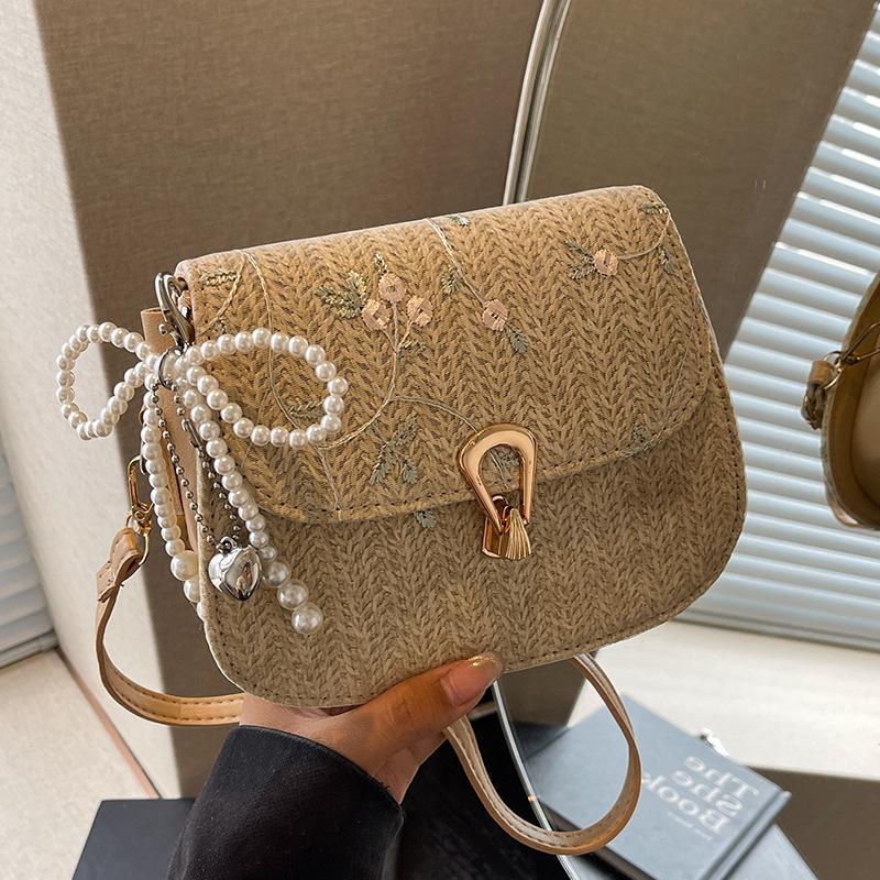 Geantă Crossbody Monoumar Nou Stil Țesută La Modă Versiune Coreeană cu Ins Geantă Mică Pătrată Geantă Țesută din Paie Femei