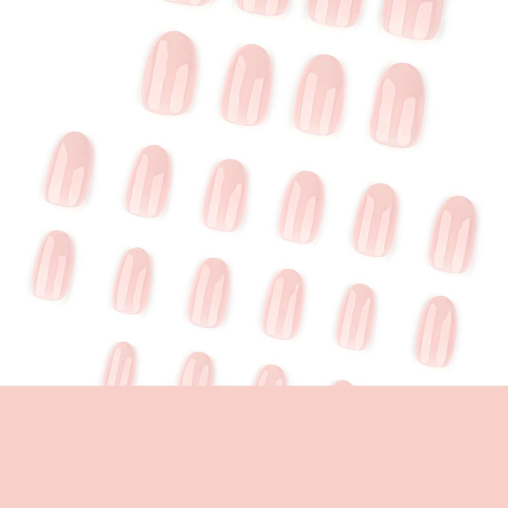Short Round Nude & White Gradient Press-On Nails
