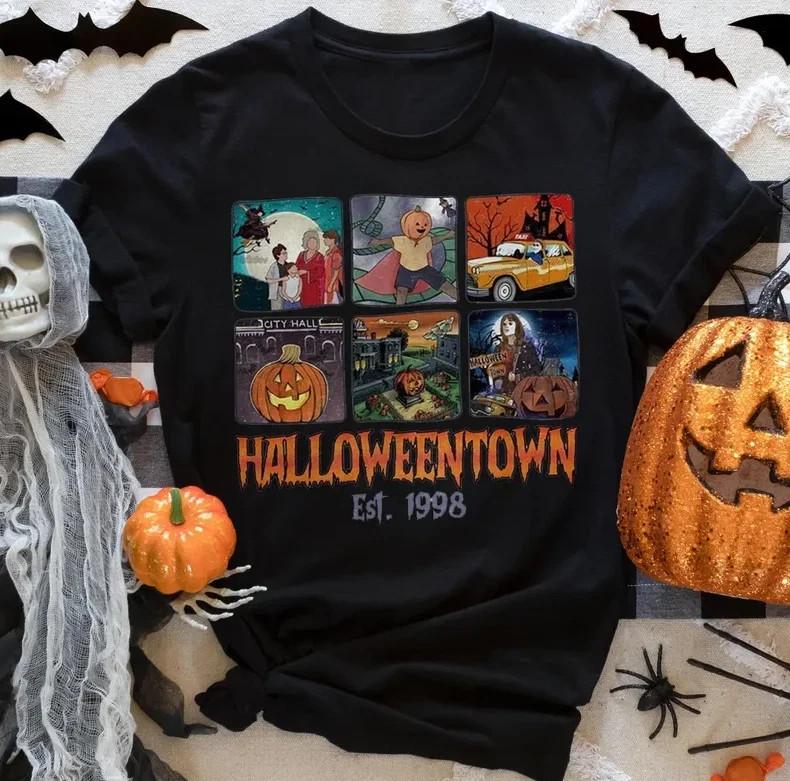 Halloweentown Est 1998 T-Shirt Tops Tees Men's Women's, Retro Halloween Town University Shirt, Halloween