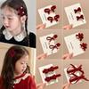2Pcs New Year Red Bow Hair Clip For Women Cute Small Pearl Side Clip Bowknot Hairpin Girls Party Headdress Hair Accessories