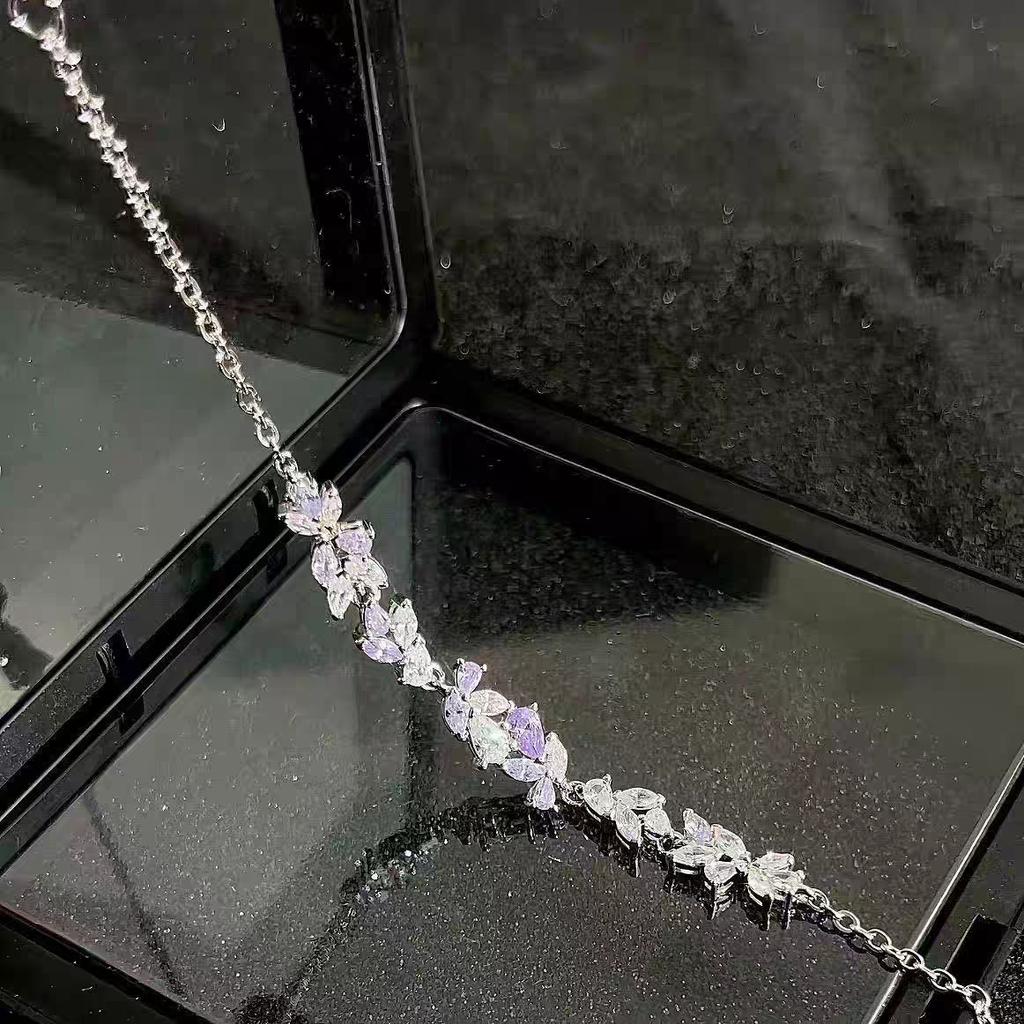 Exquisite Zircon Wisteria Flower Korean Design Lovely Elegant Bracelet for Women Girls High-end Jewelry Wedding Party Cute Gifts