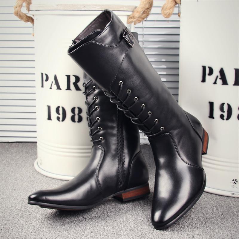 Autumn New High Quality Mens Long Boots British High-end Men Boots Designer Shoes Men Motorcycle Boots Knight Soft Leather Botas