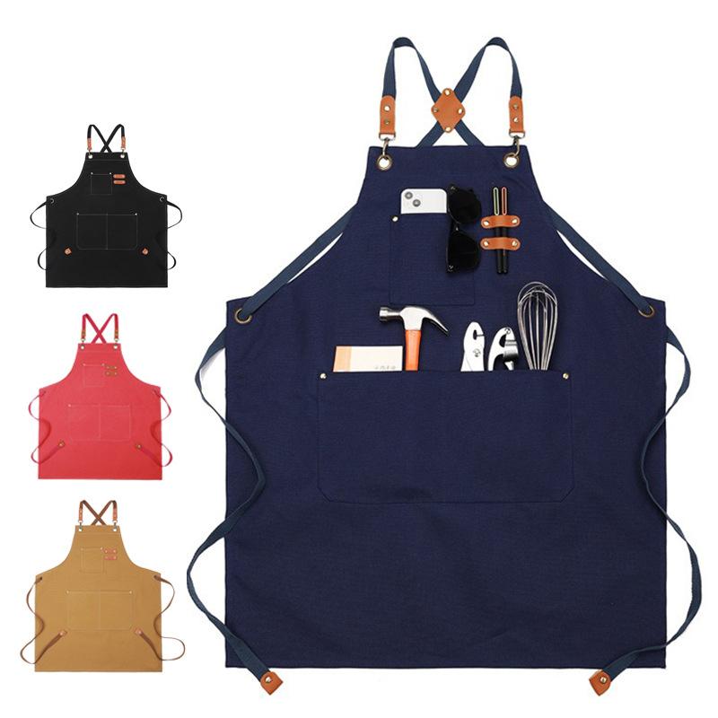 Untior Lightweight Kitchen Apron Oil-proof Can Wipe Hands Cross Back With Tool Pockets Home Kitchen Work Uniform For Restaurant