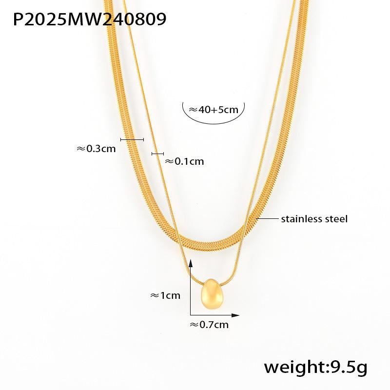 Trendy Multi-Layer Round Bead Clavicle Necklace - Stainless Steel with Versatile Color-Preserving Design