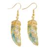 1 Pair Hook Earrings Retro Style Gradient Color Enamel Technology Gold-Plated Edges Feather Shape Drop