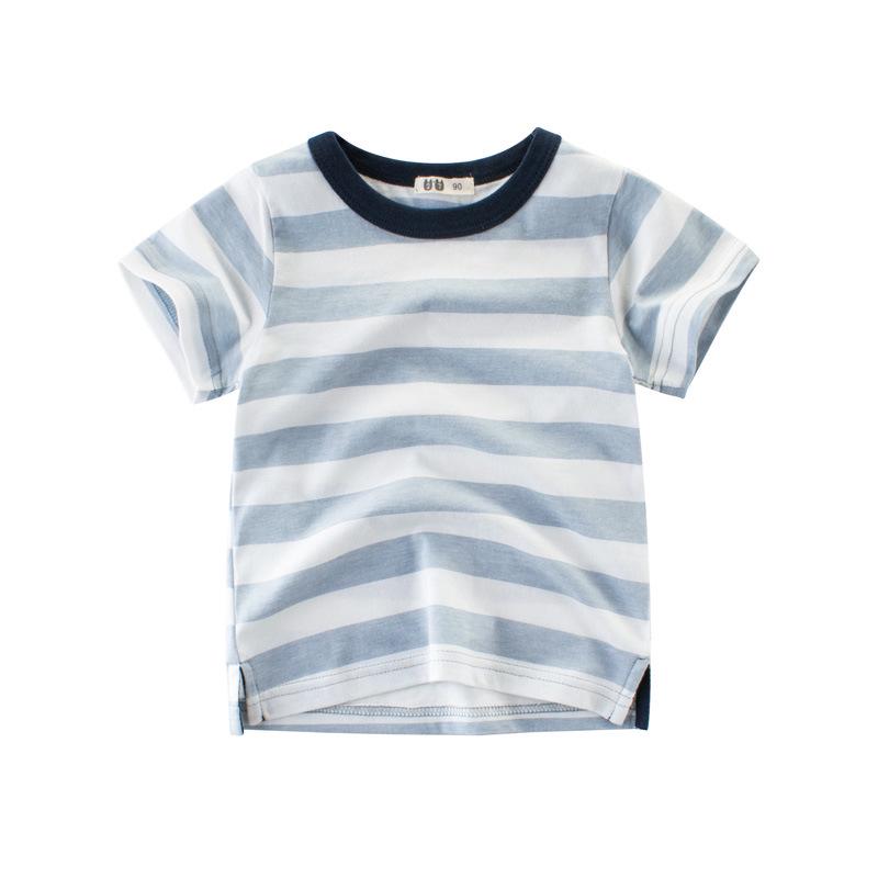 Korean-Style Boys Striped Short Sleeve Summer T-Shirt - Trendy New Arrivals for Kids 140 cm
