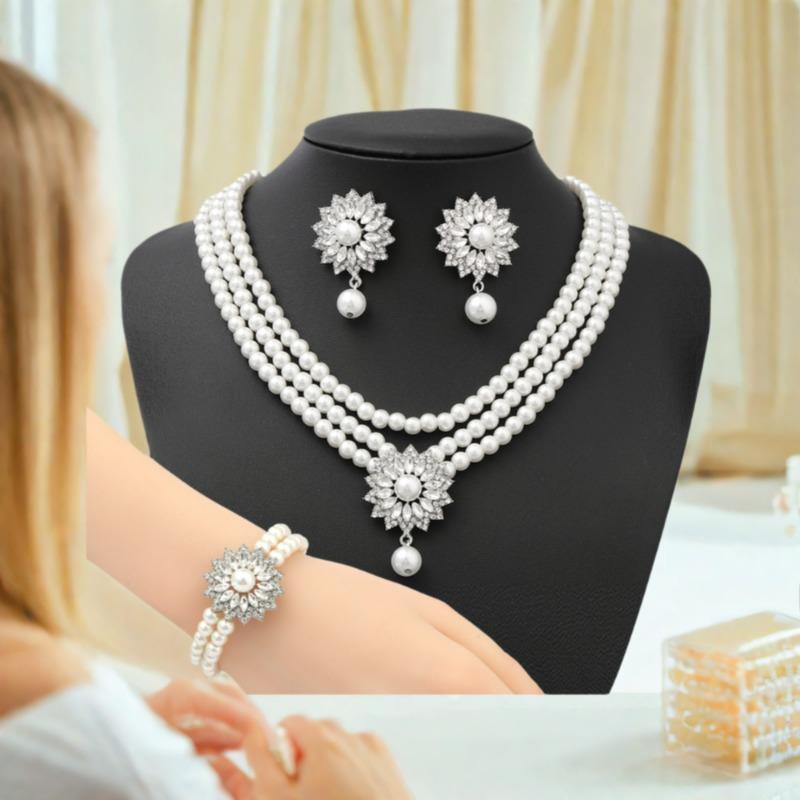 Korean Retro Pearl Diamond Fringed Neck Chain Internet Celebrity Temperament Design Sense Flower Bow Collarbone Chain Necklace Female