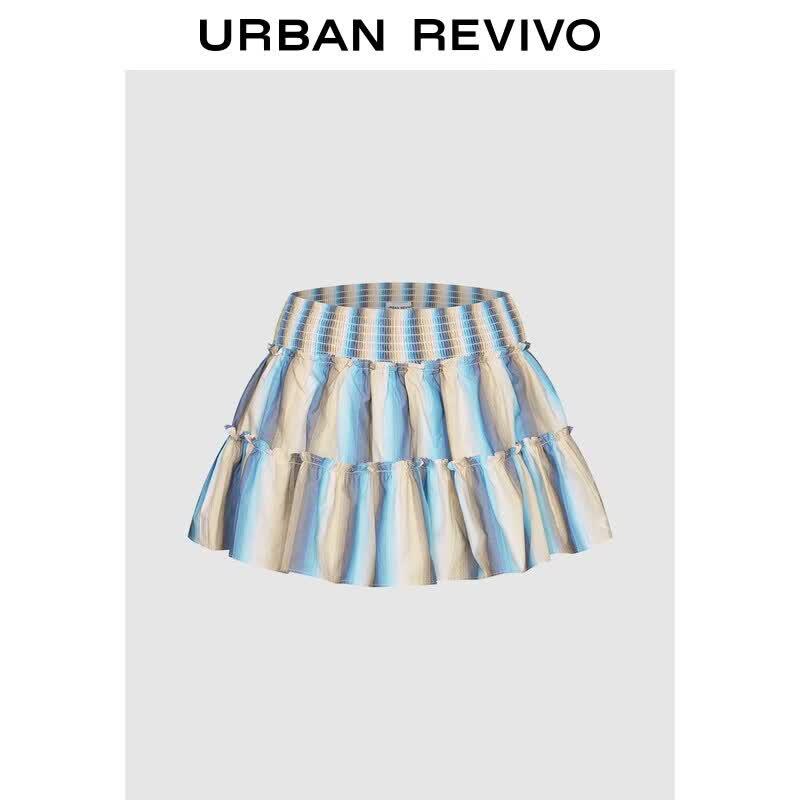 UR2026 Urban Fashion Striped Color-block Mini Skirt L