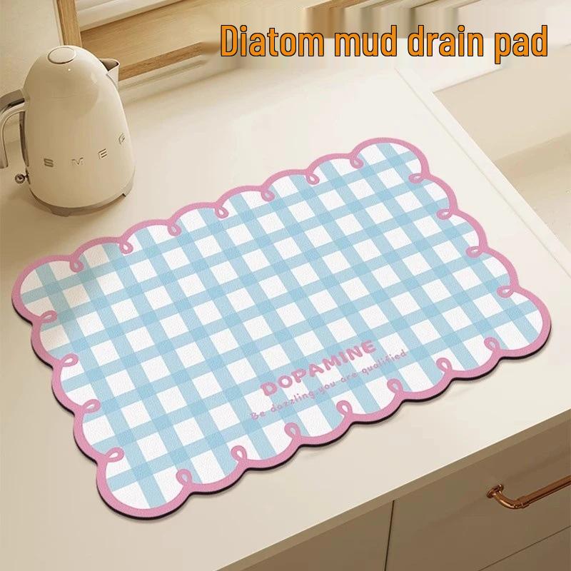 

Абсорбирующий коврик для сушки посуды в кремовом стиле - Быстросохнущая, легко очищаемая подставка из диатомовой земли