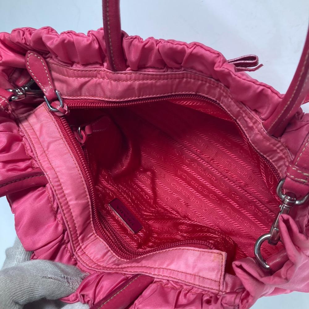 PRADA Shoulder Bag Bag Logo ribbon 2WAY bag Hand Bag Nylon pink