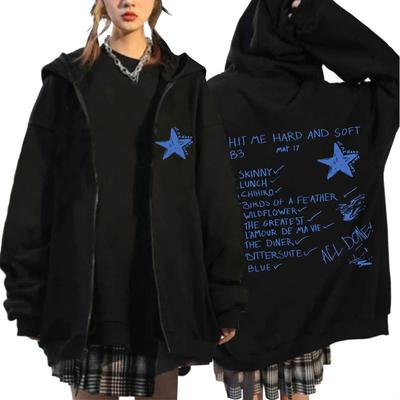 Hit Me Hard and Soft 2024 Tour Zipper Hoodies Men's Women's Fashion Harajuku Pullovers Hip Hop Casual Zip Up Sweatshirts Jackets