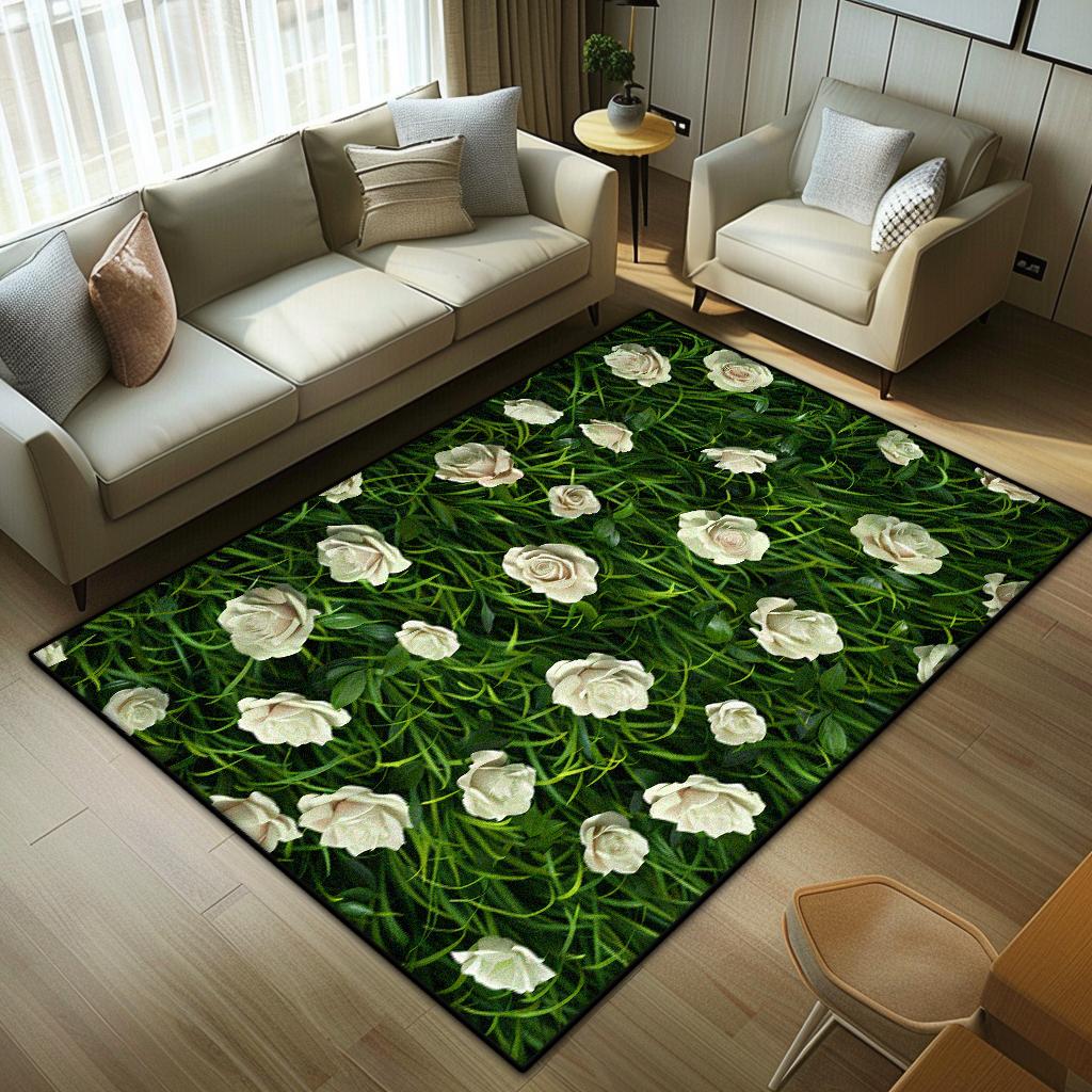 

Легкая роскошь Ковер для гостиной с растениями Современный декор Домашний диван Цветочный ковер Ковер для спальни Кабинет Нескользящий Мягкий коврик для пола Складной 60*90cm