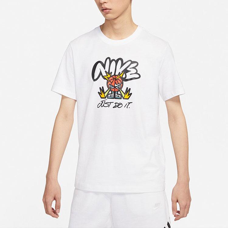 Nike Sportswear Fun Basketball Print Round Neck Short Sleeve T-Shirt Men Tops White DJ5362-100