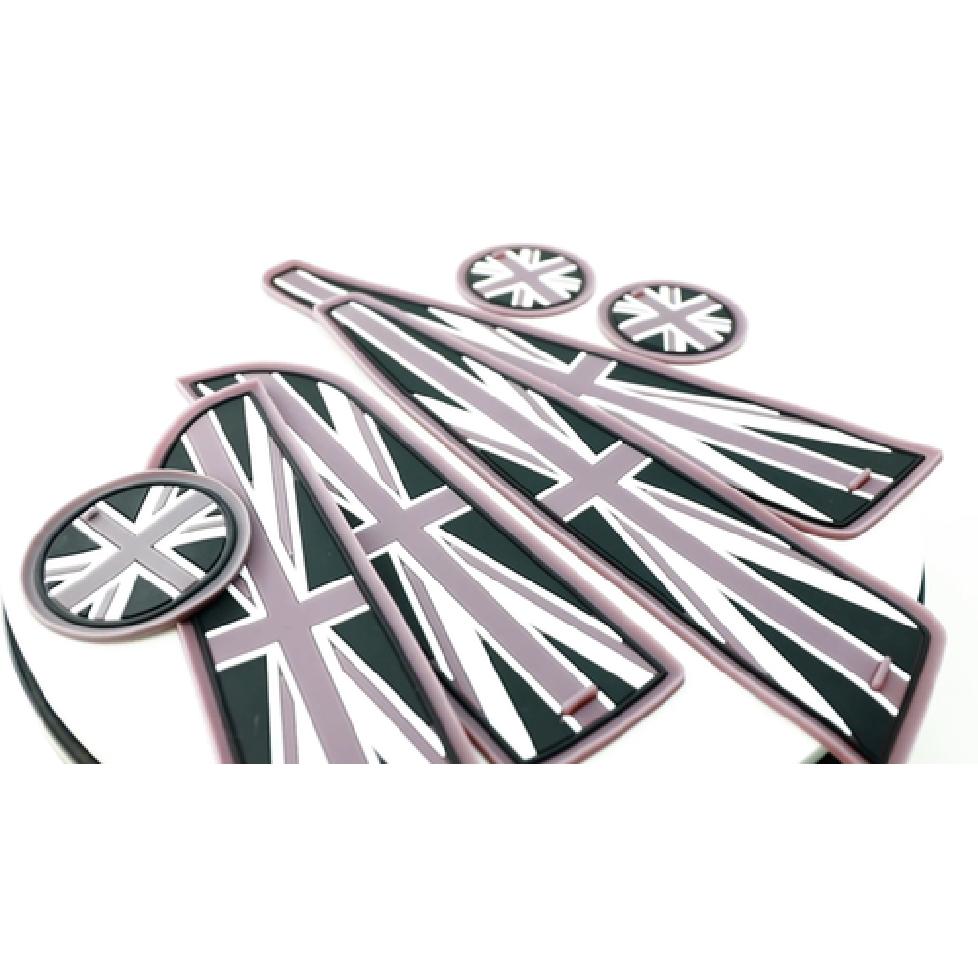 Black Union Jack UK Flag Style Coasters For MINI Cooper Cup Holder Side Door Mat